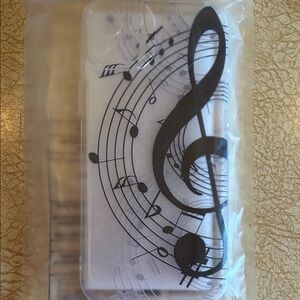 Music Note Clear Phone Case - Black Treble Clef Design For IPhone 15 Plus